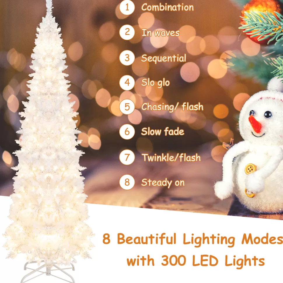 Fashion The Holiday Aisle 7' H Slender White Cashmere Christmas Tree With 300 Led Lights