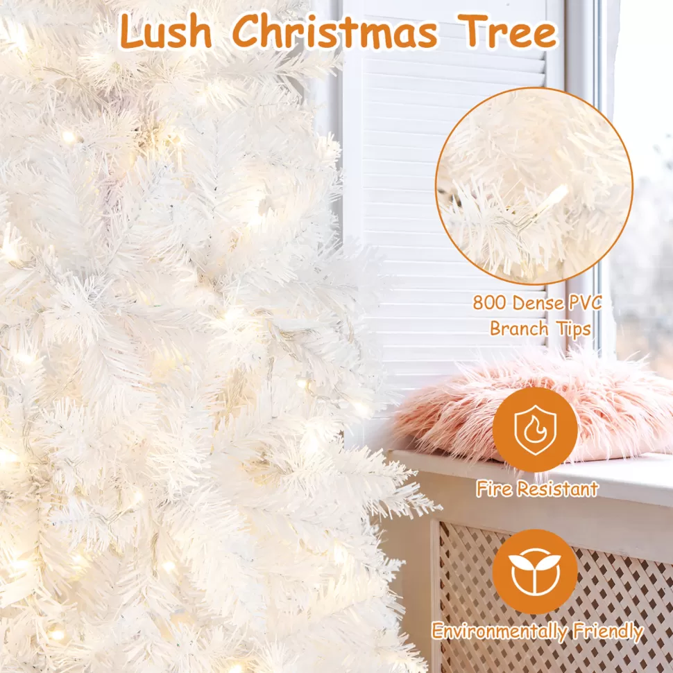 Fashion The Holiday Aisle 7' H Slender White Cashmere Christmas Tree With 300 Led Lights