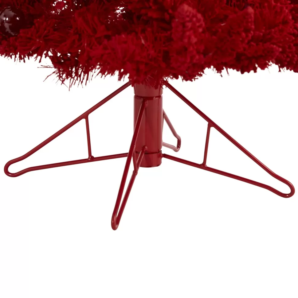 Flash Sale The Holiday Aisle 8' H Red Fir Flocked/Frosted Christmas Tree With 700 Led Lights