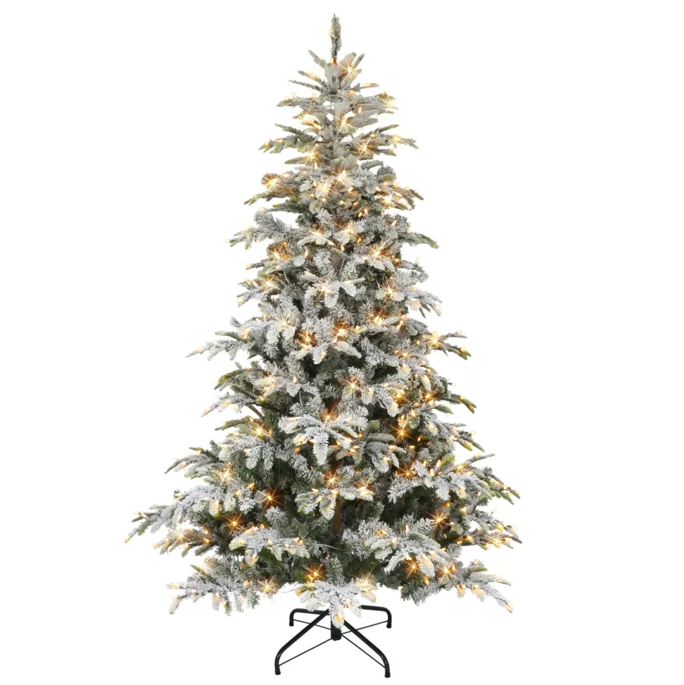 Clearance The Holiday Aisle 90" H Green Pvc & Pe Blend Fir Flocked/Frosted Christmas Tree With 600 Led Color Changing/Combination Lights
