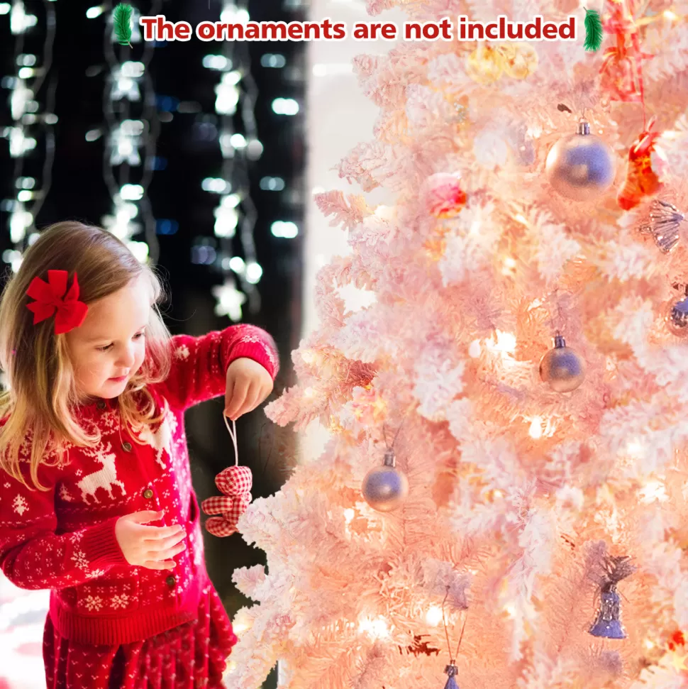 Sale The Holiday Aisle 90" H Pink Pine Feather Christmas Tree With 450 Led Lights
