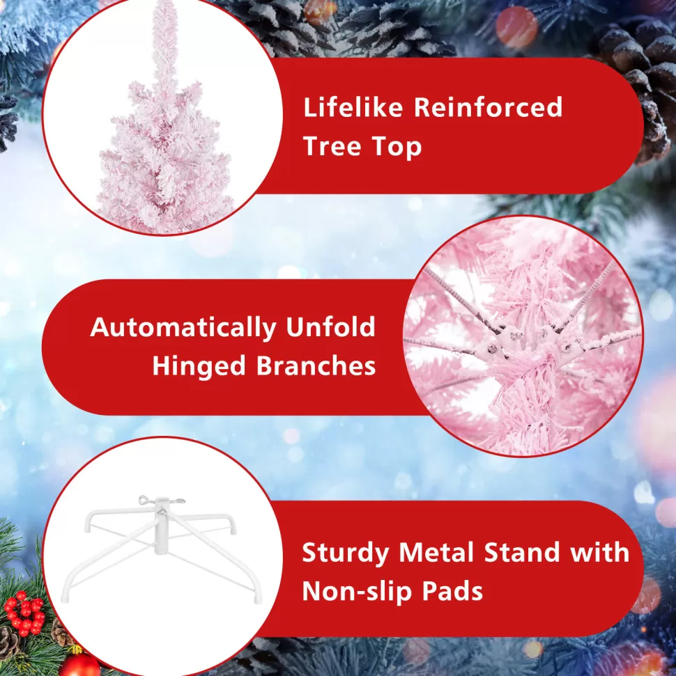 Sale The Holiday Aisle 90" H Pink Pine Feather Christmas Tree With 450 Led Lights
