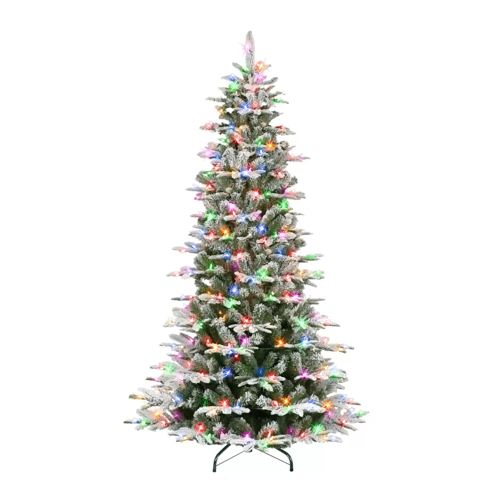 Flash Sale The Holiday Aisle 90" H Slender Green Fir Flocked/Frosted Christmas Tree With 450 Lights