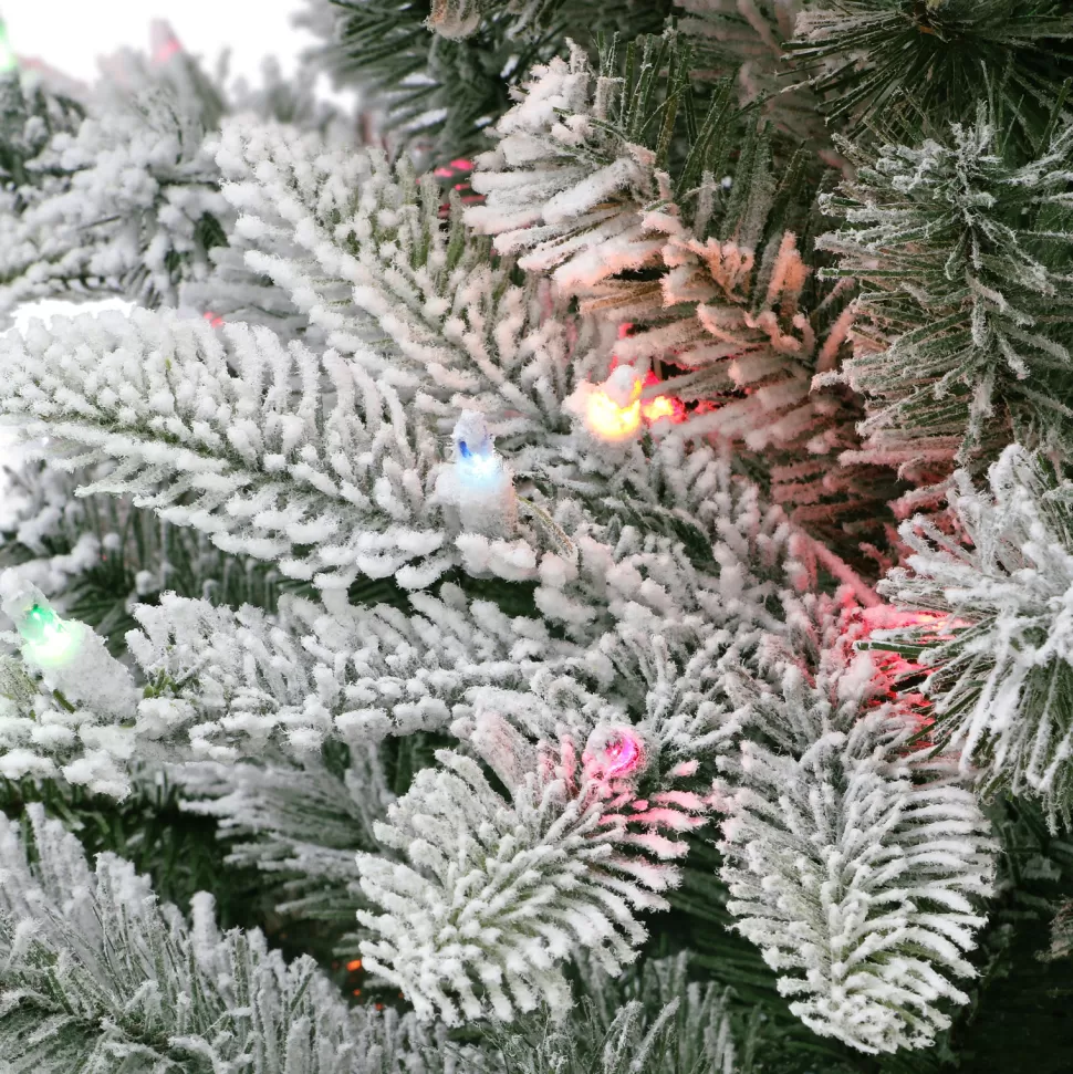 Flash Sale The Holiday Aisle 90" H Slender Green Fir Flocked/Frosted Christmas Tree With 450 Lights