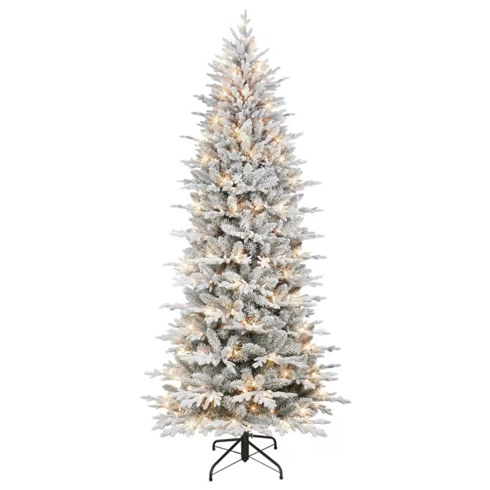 Fashion The Holiday Aisle 90" H Slender Green Pvc & Pe Blend Fir Flocked/Frosted Christmas Tree With 400 Lights