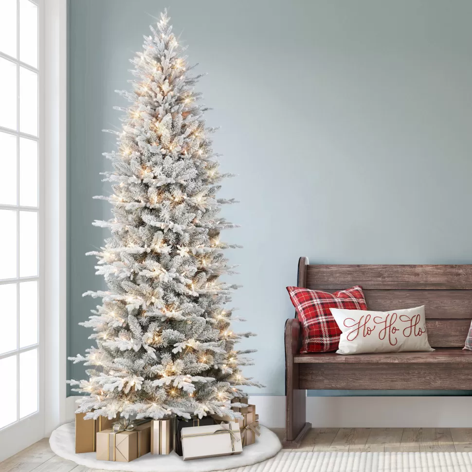 Fashion The Holiday Aisle 90" H Slender Green Pvc & Pe Blend Fir Flocked/Frosted Christmas Tree With 400 Lights