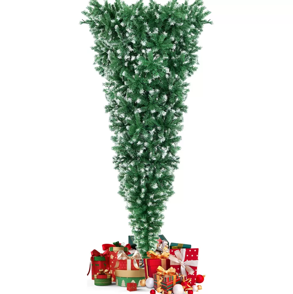 New The Holiday Aisle 90'' H Upside Down Green Artificial Hinged Christmas Tree With 400 Lights