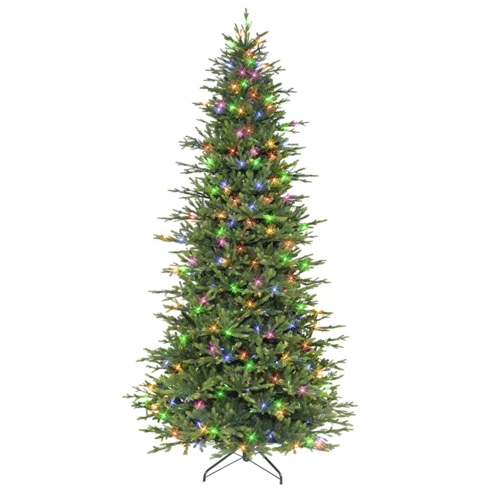 Flash Sale The Holiday Aisle 9' H Slender Green Realistic Artificial Fir Christmas Tree With 700 Led Color Changing/Combination Lights