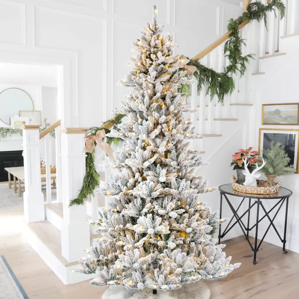 Online The Twillery Co. 9Ft Flocked Fir Artificial Christmas Tree With 650 Warm White Lights