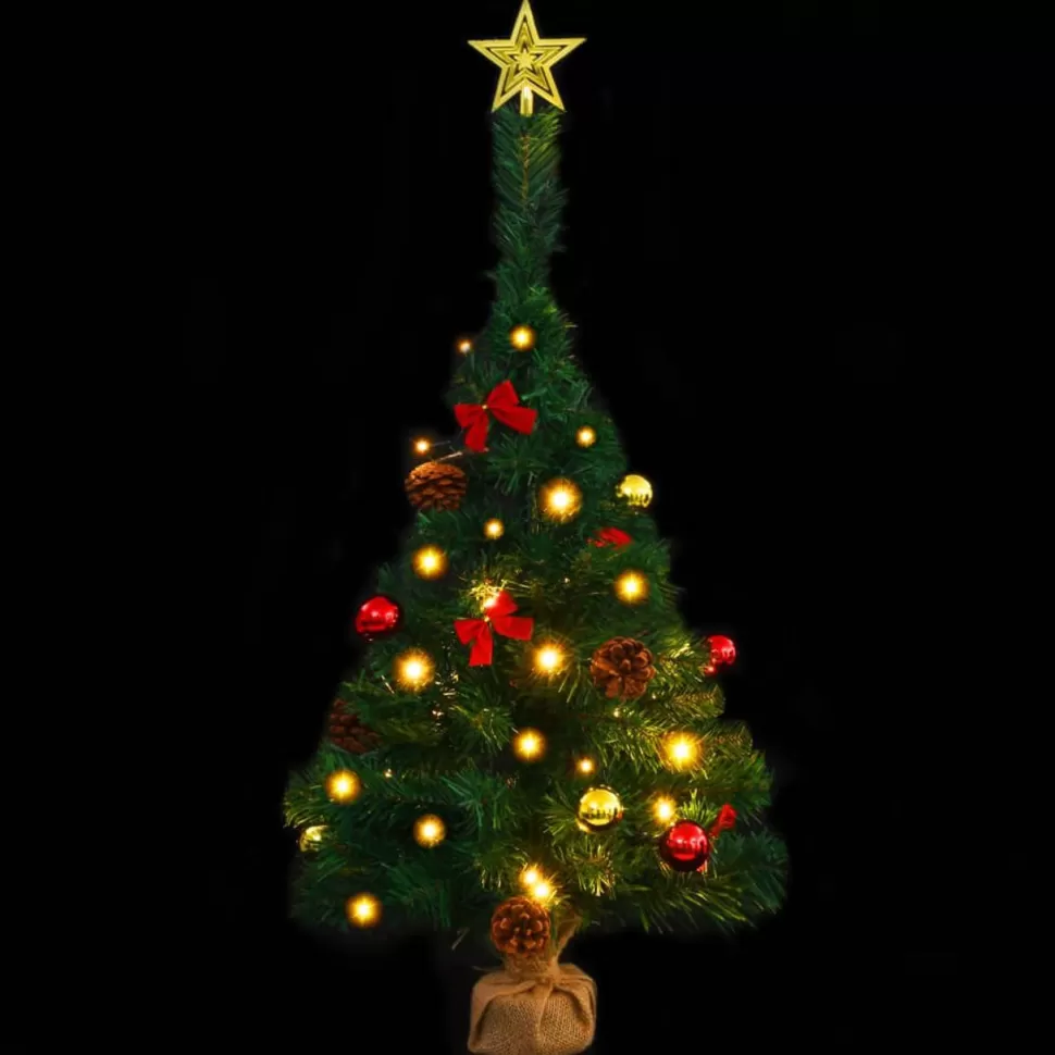 Hot The Holiday Aisle Artificial Christmas Tree With Baubles And Leds Green 2 Ft