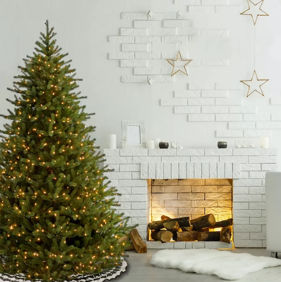 Best The Holiday Aisle Atlanta Spruce 7.5' Extra Full Green Artificial Fir Christmas Tree With 850 Incandescent Steady/Constant Lights