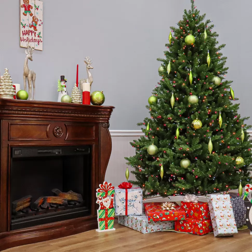 Hot Red Barrel Studio Baldrik 7.5' Green Artificial Christmas Tree With 1000 Multi-Color Lights