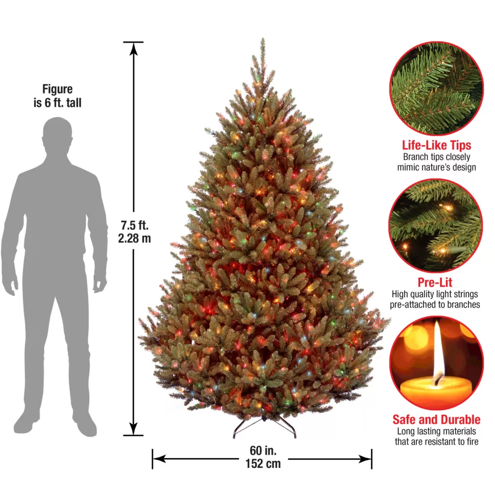 Hot Red Barrel Studio Baldrik 7.5' Green Artificial Christmas Tree With 1000 Multi-Color Lights