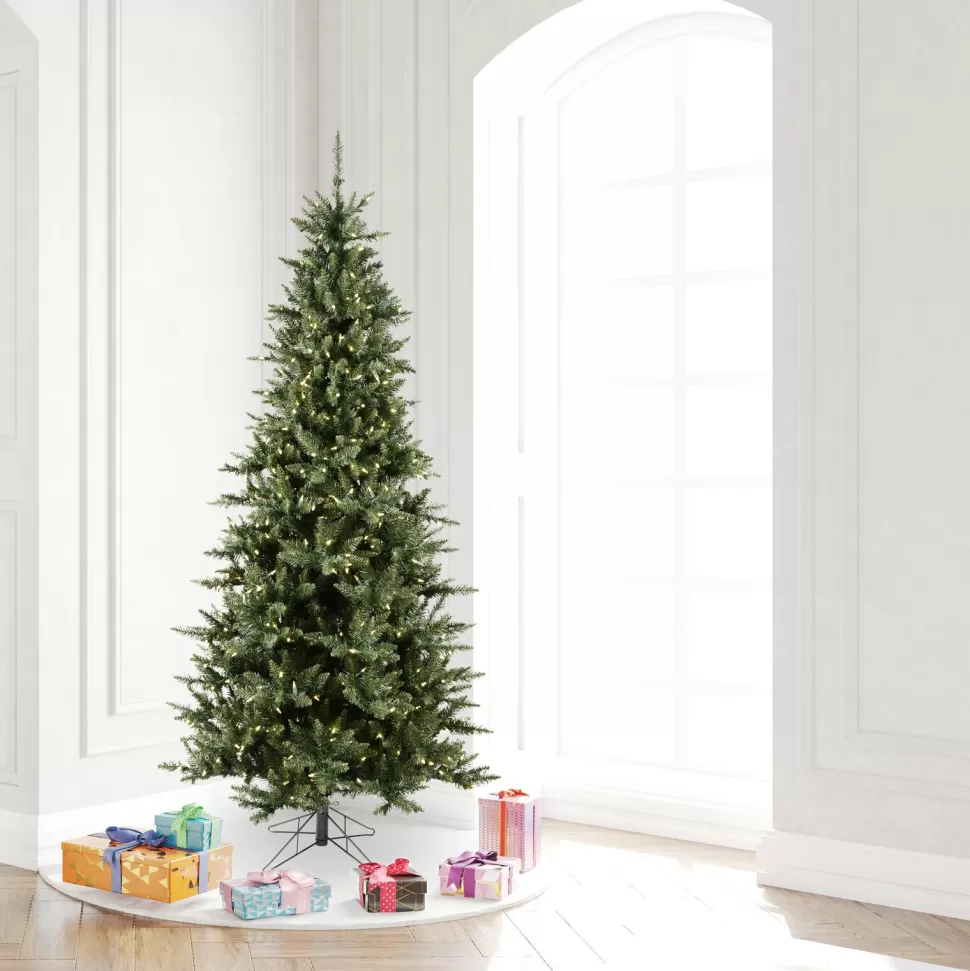 Clearance The Holiday Aisle Beardstown Fir 7.5' Green Artificial Slim Christmas Tree With 585 Led Warm White Lights