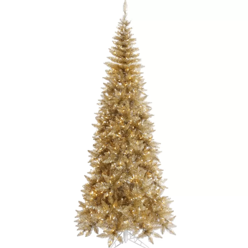 Discount The Holiday Aisle Champagne Tinsel Fir Slim Artificial Christmas Tree