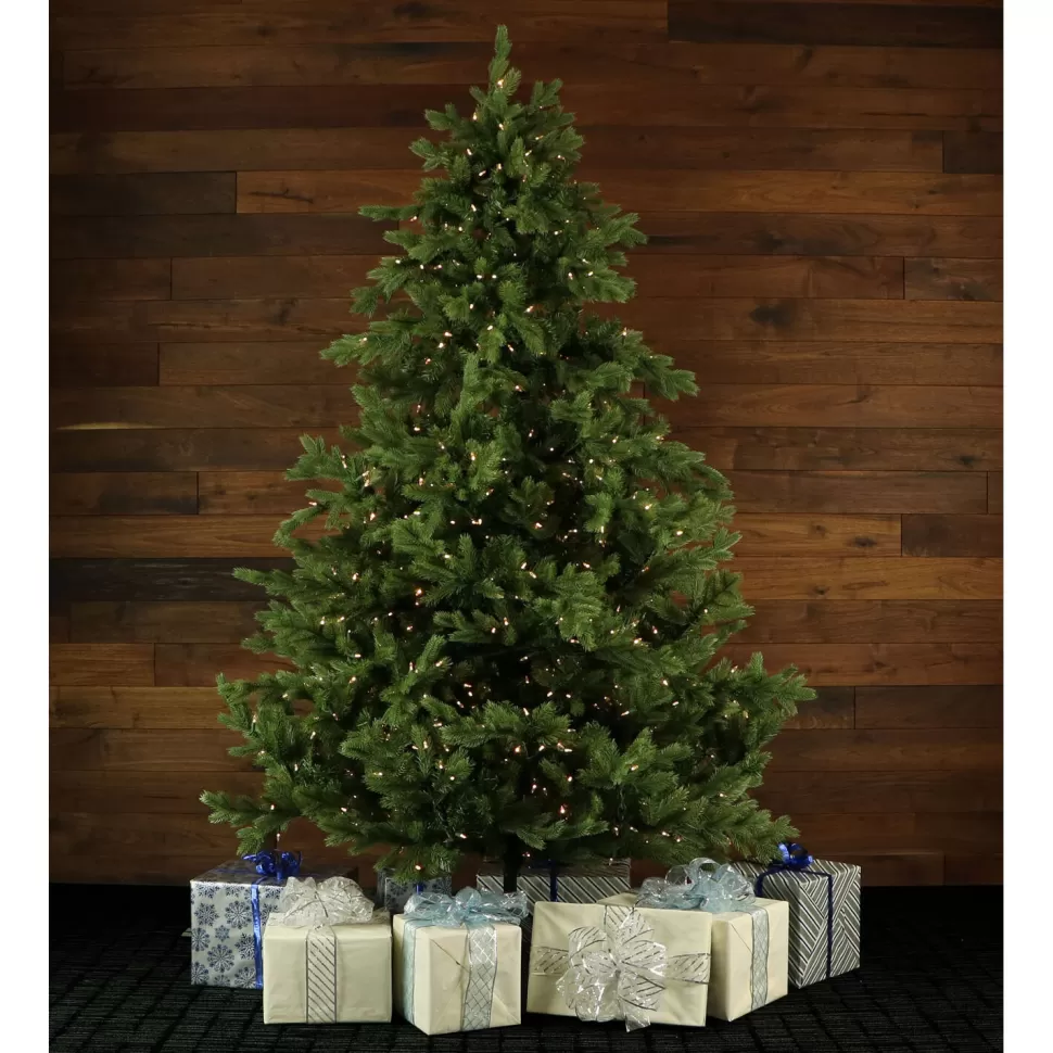 Sale Christmas Time 7.5-Foot Pre-Lit Virginia Fir Green Christmas Tree, Clear Smart Lights