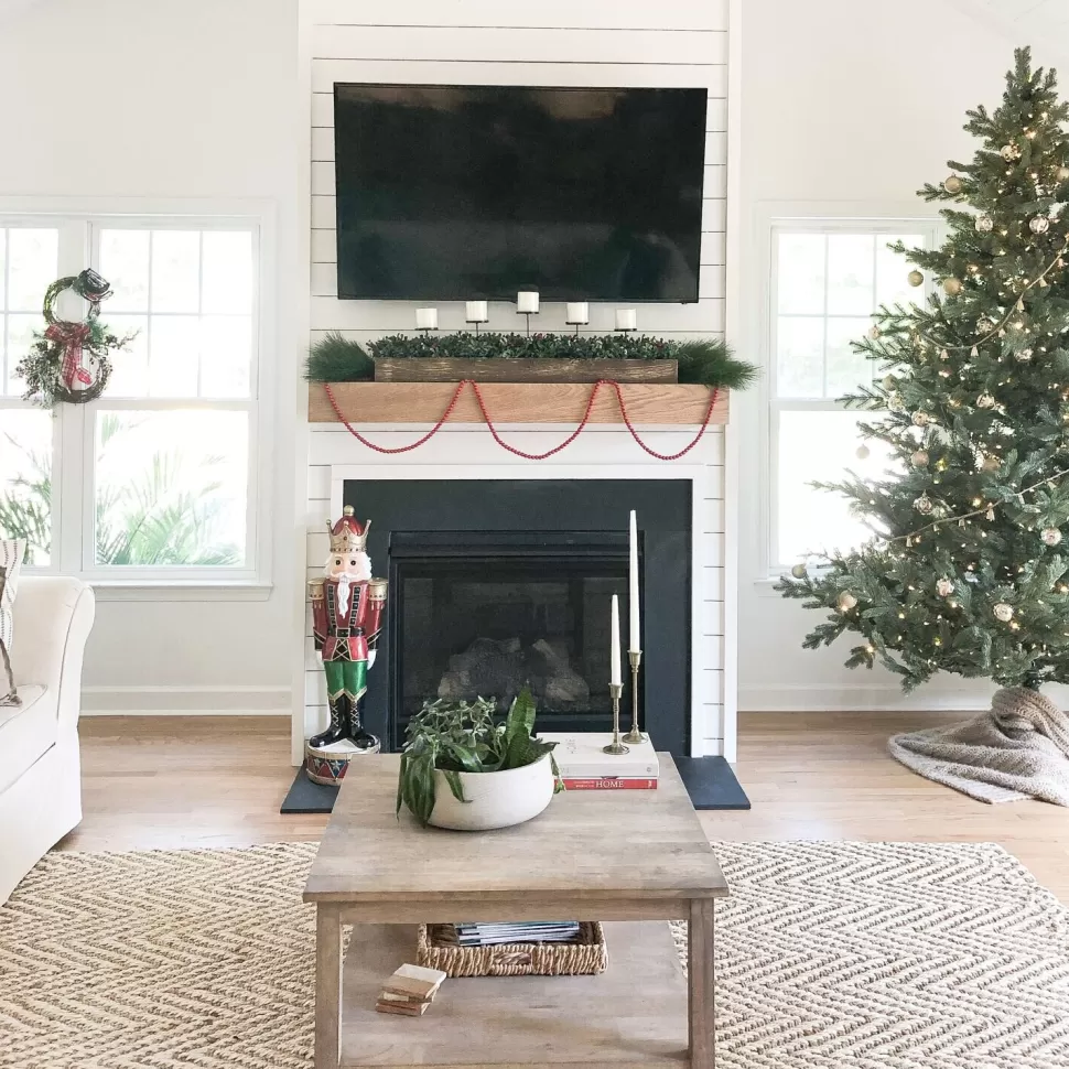 Sale Christmas Time 7.5-Foot Pre-Lit Virginia Fir Green Christmas Tree, Clear Smart Lights