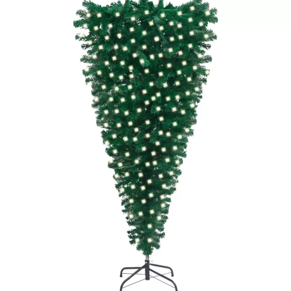 Fashion The Holiday Aisle Christmas Tree Decoration Upside-Down Artificial Tree With Leds Green