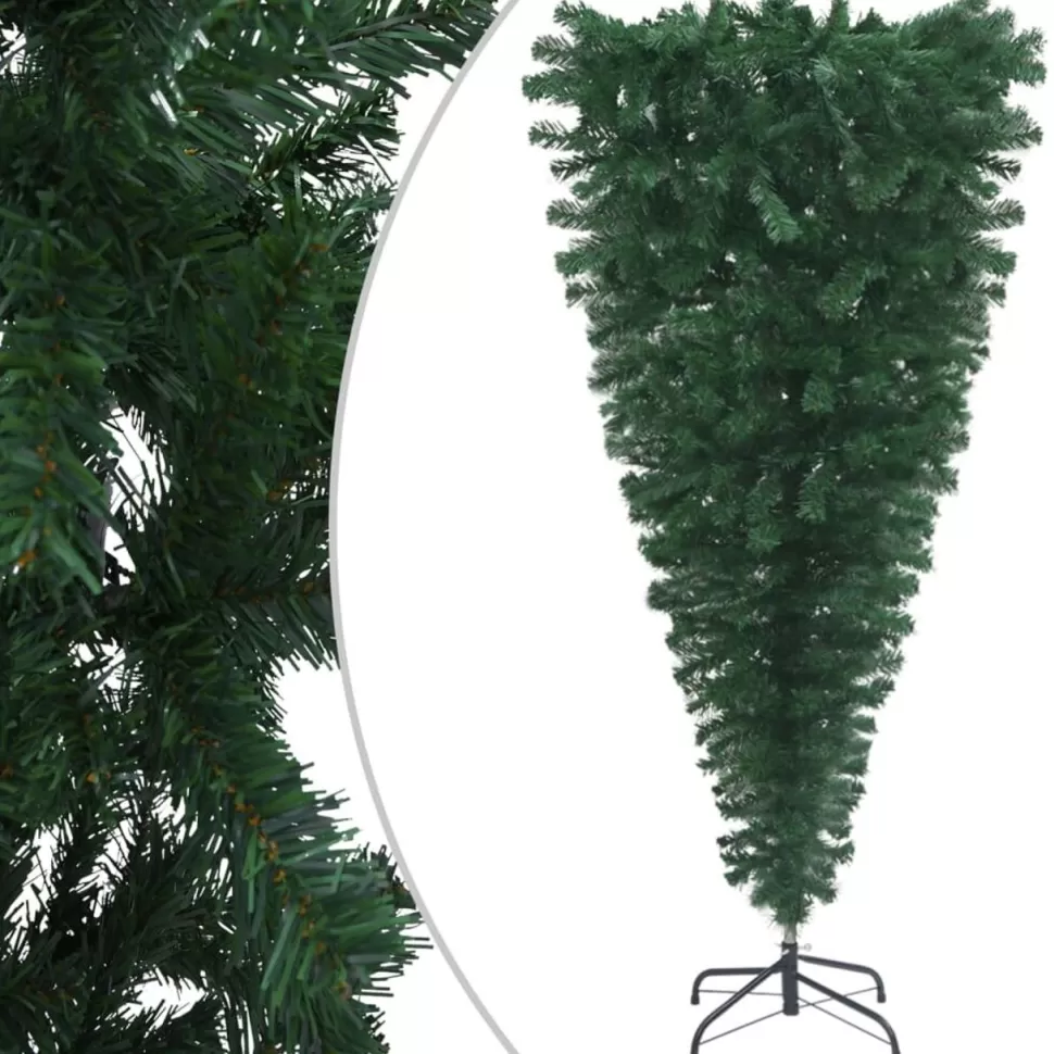 Fashion The Holiday Aisle Christmas Tree Decoration Upside-Down Artificial Tree With Leds Green