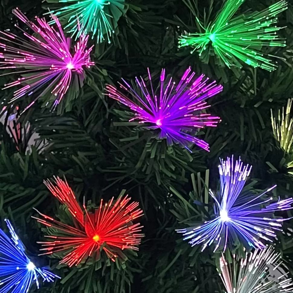 Cheap The Holiday Aisle Color Changing Fiber Green Fir Artificial Christmas Tree With Multi-Colored Lights