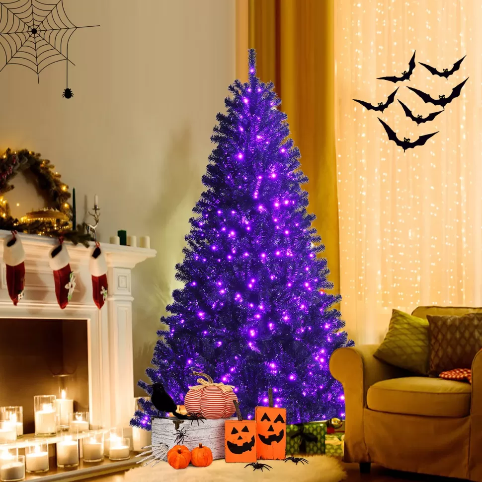 Best Sale Costway 72'' H Black Pine Cashmere Christmas Tree With 250 Led Lights