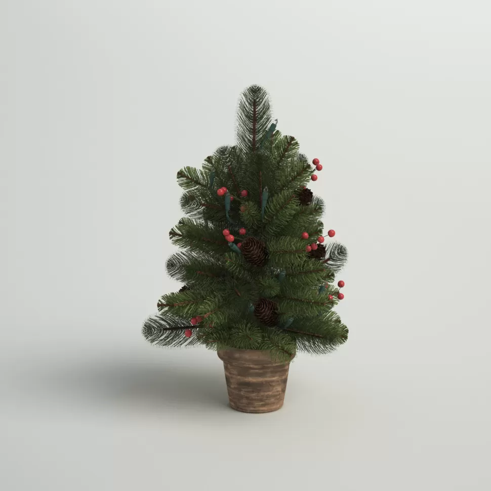 Discount Three Posts Crestwood 2' H Green Artificial Spruce Christmas Tree With 35 Multi-Color Lights