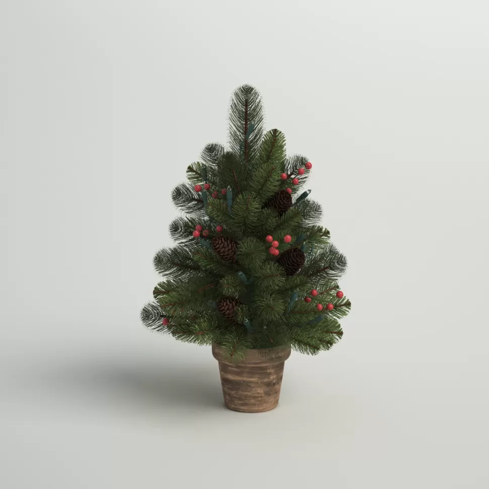 Discount Three Posts Crestwood 2' H Green Artificial Spruce Christmas Tree With 35 Multi-Color Lights