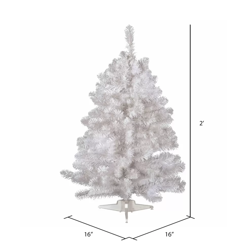 Outlet Hashtag Home Crystal White 2' White Artificial Christmas Tree With 50 Multi-Colored Lights