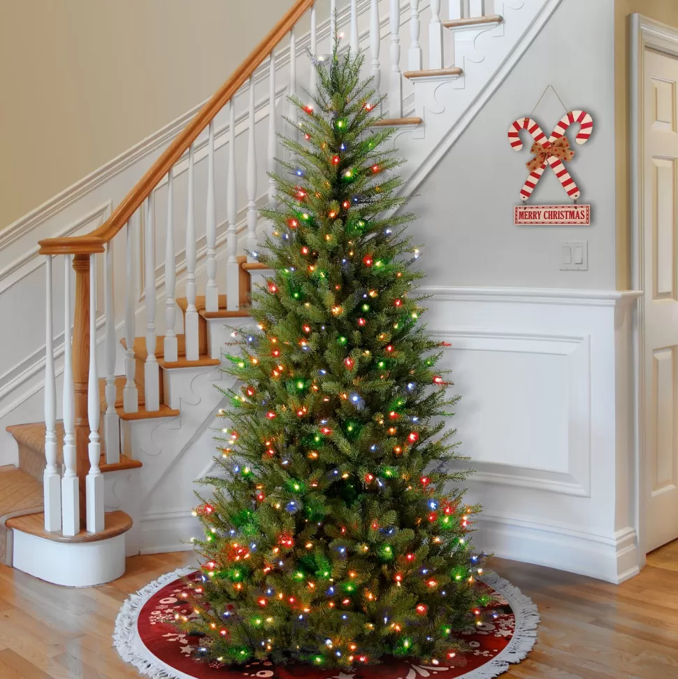 Outlet Three Posts Dunhill Fir Slim Green Artificial Christmas Tree With Multi-Color Lights