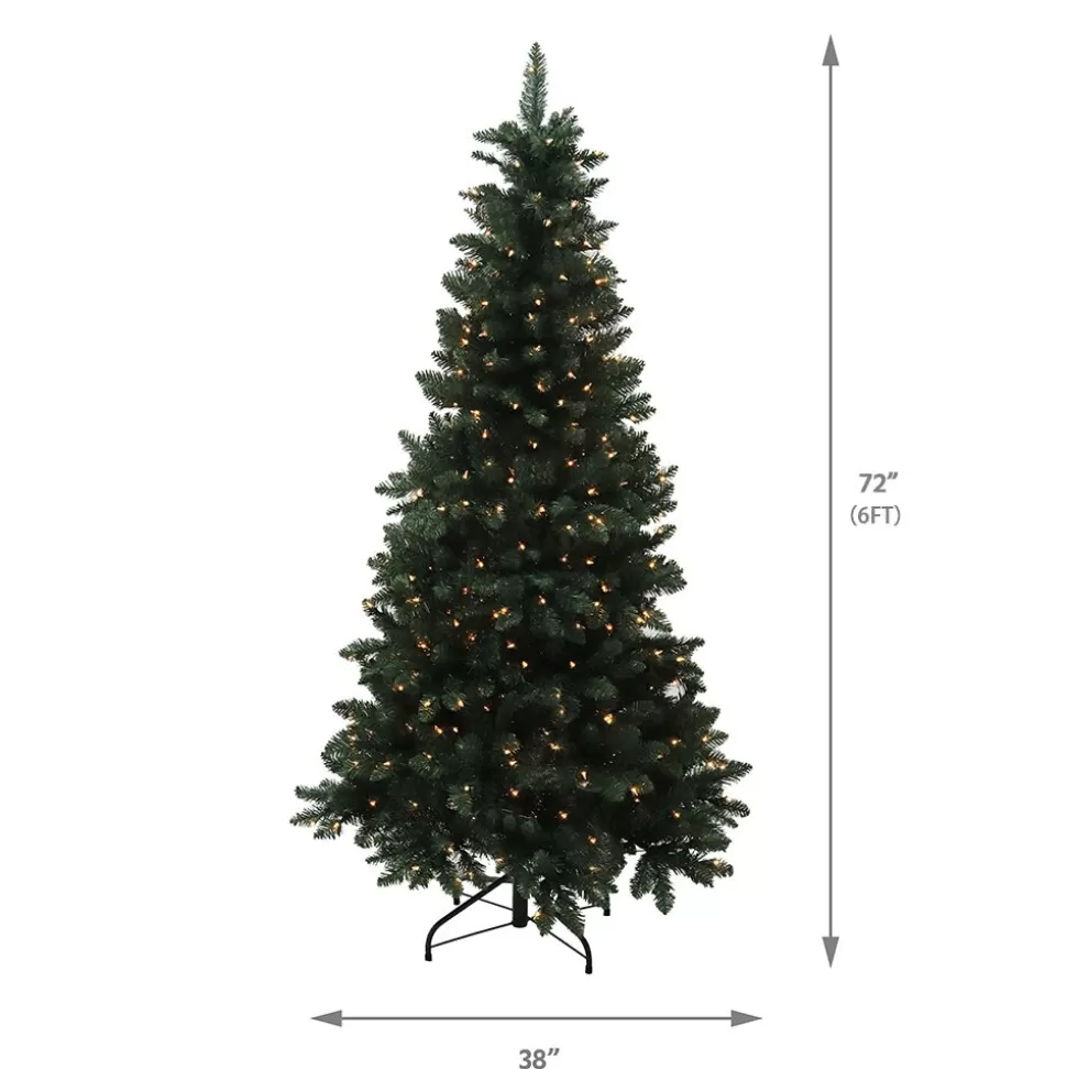 Best The Holiday Aisle Easy Set-Up Lighted Artificial Green Spruce Christmas Tree - Stand Included