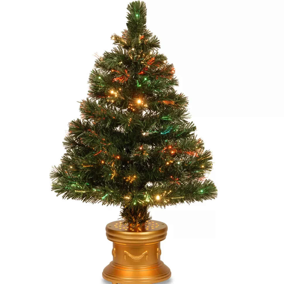 Cheap The Holiday Aisle Fiber Optic 2.67' H Extra Full Green Pvc Pine Christmas Tree Fiber Optic Color Changing/Combination Lights