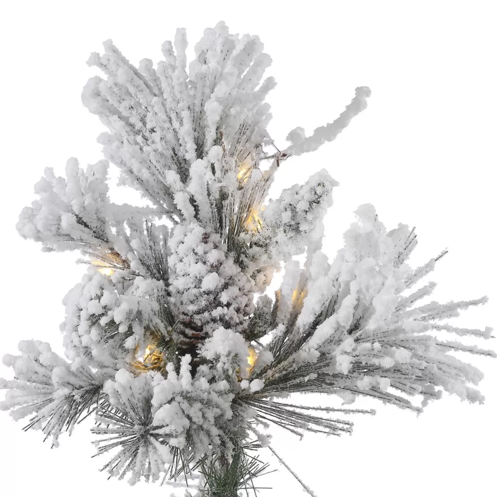 Best Sale The Holiday Aisle Flocked Alberta 9' White/Green Alberta Artificial Christmas Tree With 950 Led Clear/White Lights With Stand