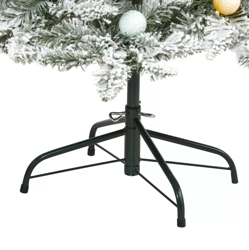Discount The Holiday Aisle Flocked Fir Artificial Christmas Tree With Multi-Color Lights