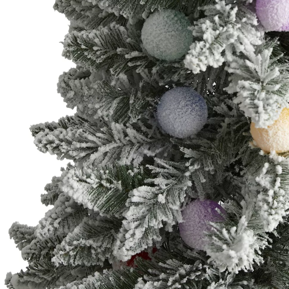 Discount The Holiday Aisle Flocked Fir Artificial Christmas Tree With Multi-Color Lights