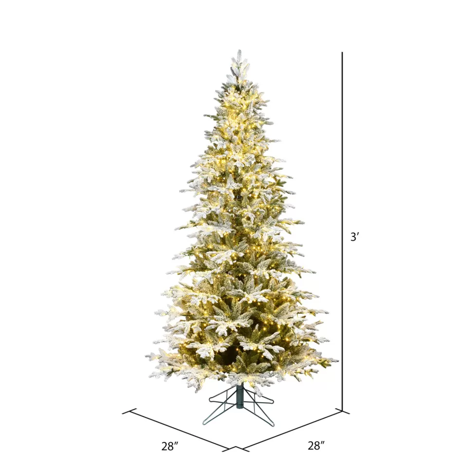 Cheap The Holiday Aisle Flocked Kamas Fraiser Fir Slim Artificial Christmas Tree 3Mm Warm White