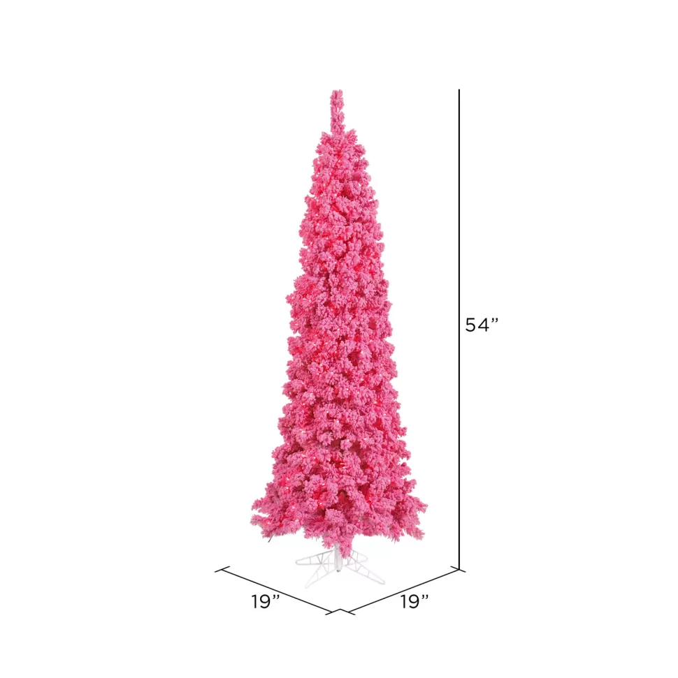 Cheap Hashtag Home Flocked Pink Fir Artificial Christmas Tree