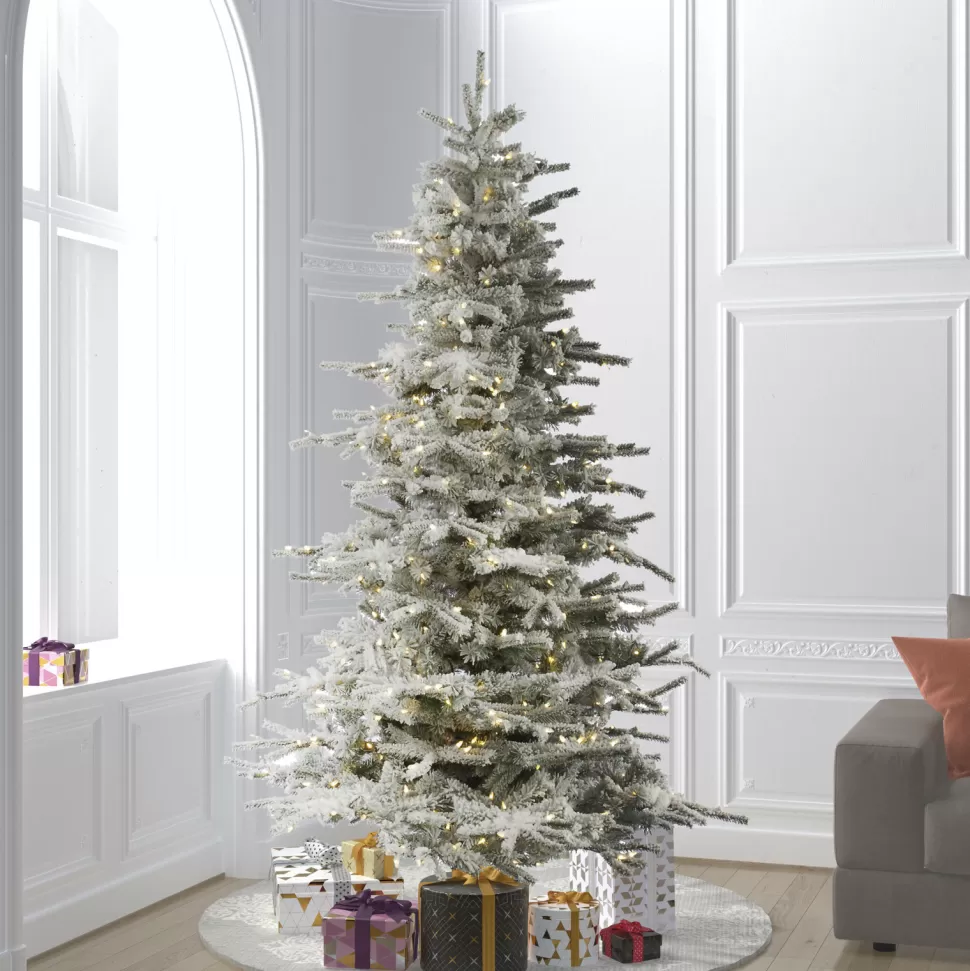 Cheap The Holiday Aisle Flocked Sierra 12' White Fir Artificial Christmas Tree With 1850 Led White Lights With Stand