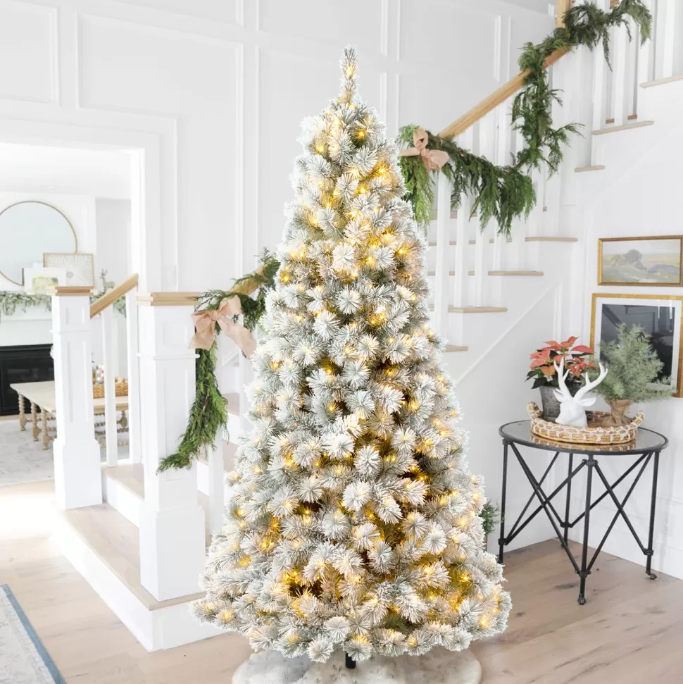 Shop The Holiday Aisle Flocked Spruce Christmas Tree With Lights