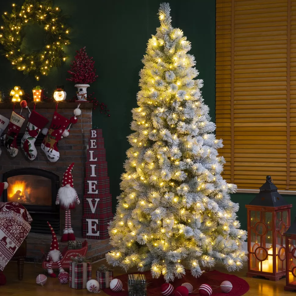 Shop The Holiday Aisle Flocked Spruce Christmas Tree With Lights