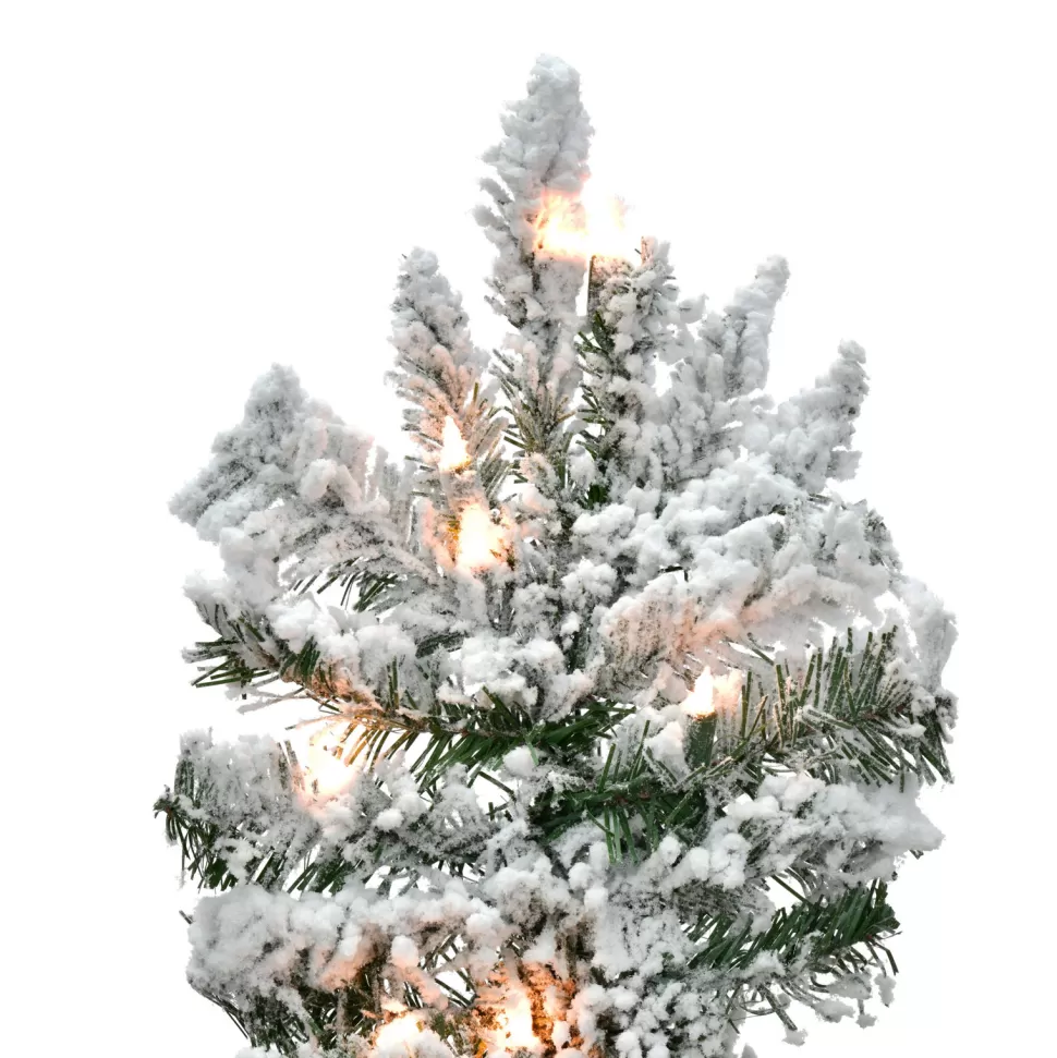 Fashion The Holiday Aisle Flocked Utica 9' White/Green Fir Trees Artificial Christmas Tree With 600 Incandescent With Stand