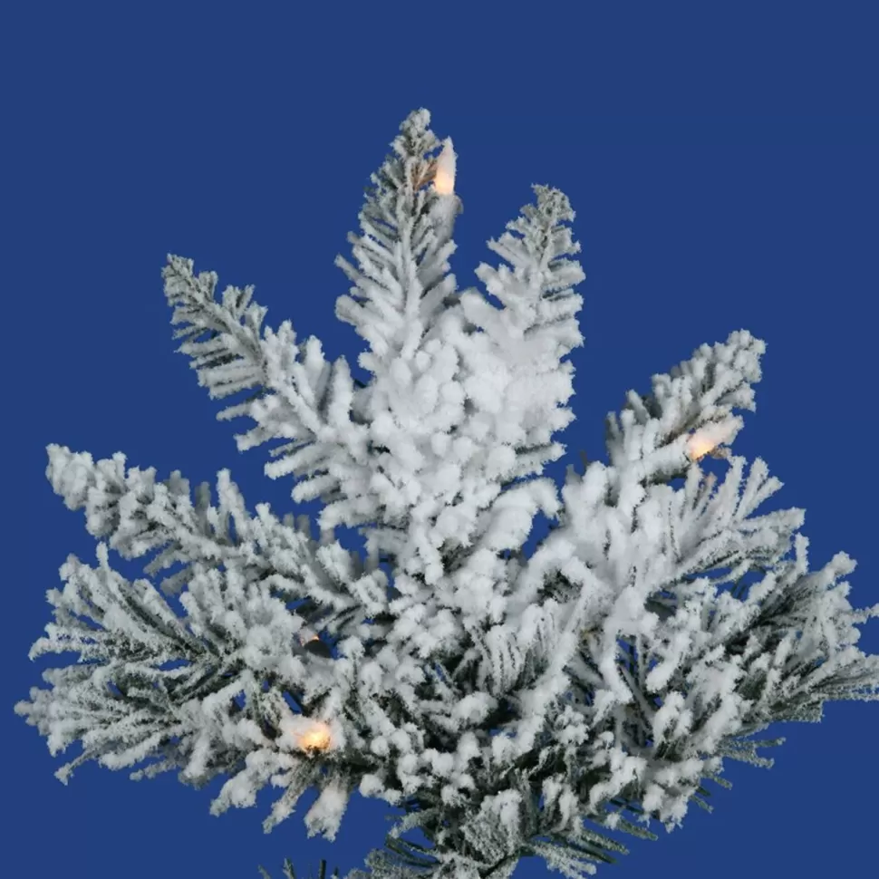 Fashion The Holiday Aisle Flocked Utica 9' White/Green Fir Trees Artificial Christmas Tree With 600 Incandescent With Stand