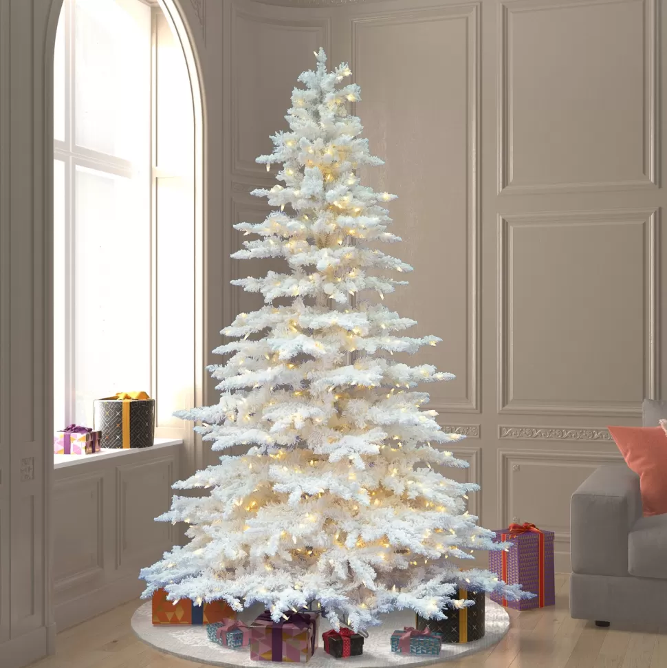 Hot The Holiday Aisle Flocked White Spruce Artificial Christmas Tree