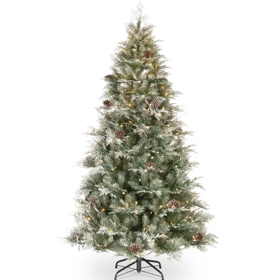 Best Sale The Holiday Aisle Frosted Mountain 7.6' H Green Artificial Spruce Christmas Tree With 750 Clear/White Lights