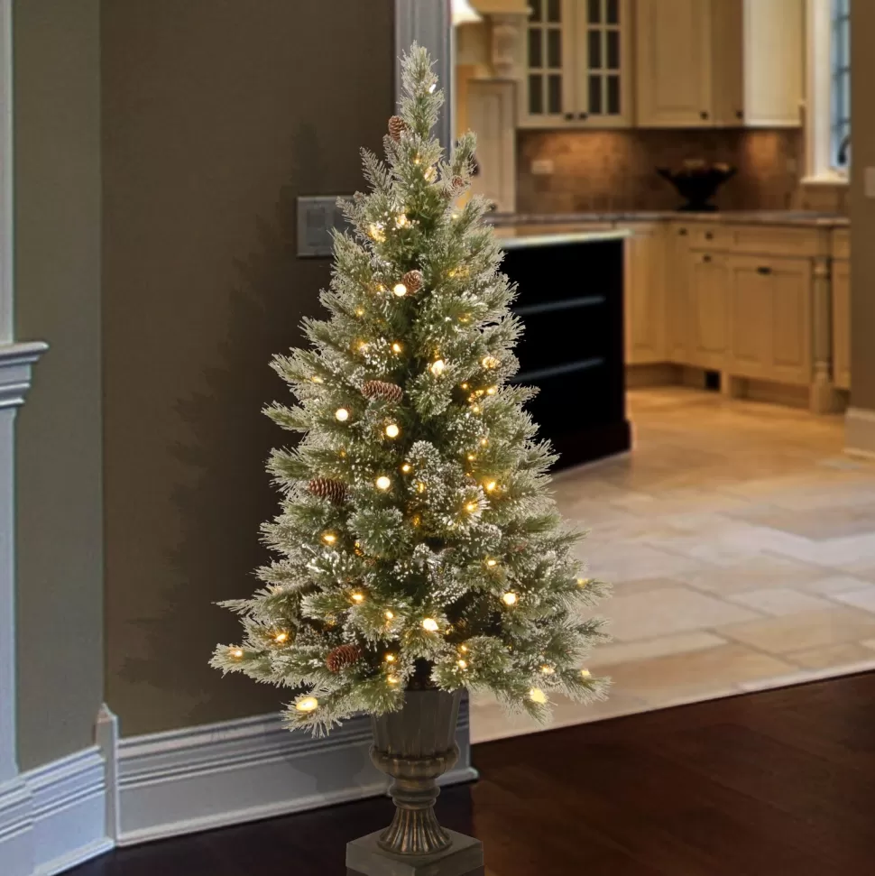 Best Three Posts Glittery Bristle Realistic Artificial Pine Christmas Tree With 150 Led Lights