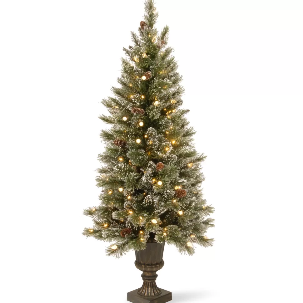 Best Three Posts Glittery Bristle Realistic Artificial Pine Christmas Tree With 150 Led Lights