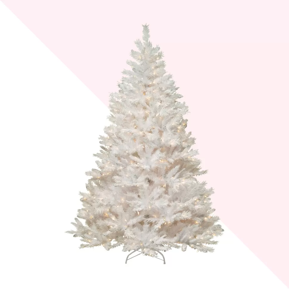 Shop Hashtag Home Glittery White Artificial Fir Christmas Tree With Lights