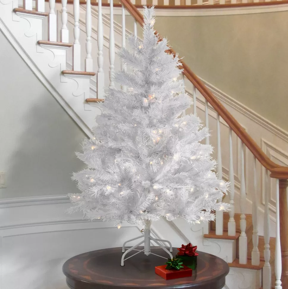 Shop Hashtag Home Glittery White Artificial Fir Christmas Tree With Lights