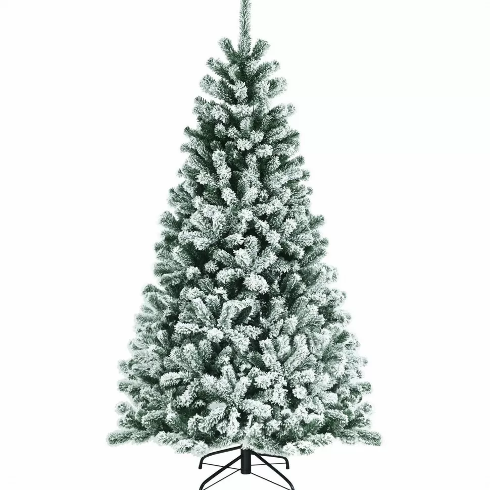 Online The Holiday Aisle Green And White Flocked/Frosted Christmas Tree With Led Lights