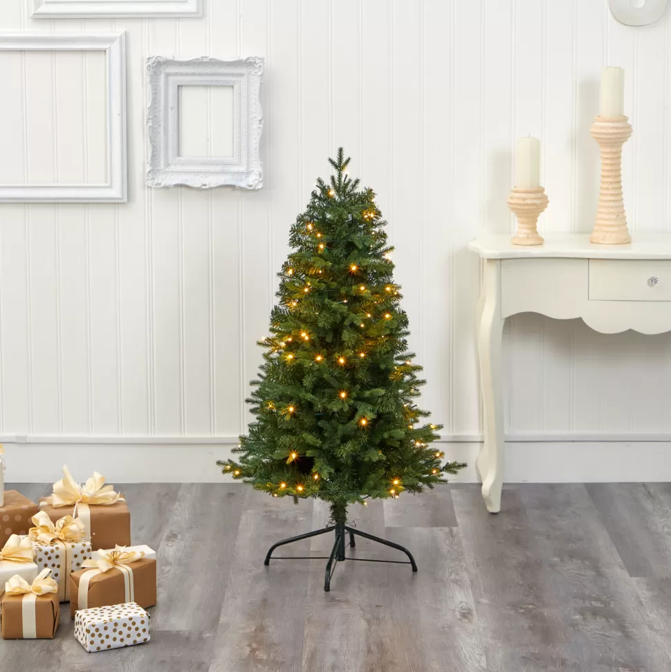 Best Sale The Holiday Aisle Green Artificial Realistic Fir Feather Christmas Tree With Led Steady/Constant Lights