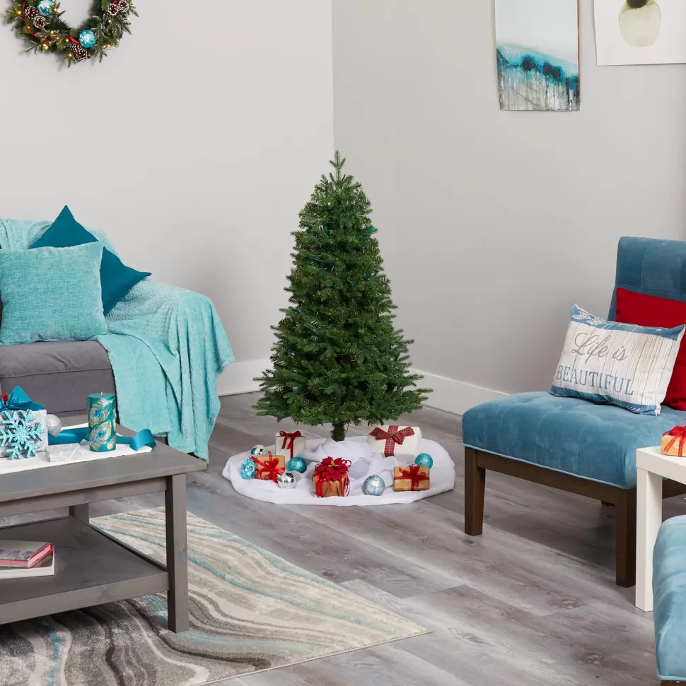Best Sale The Holiday Aisle Green Artificial Realistic Fir Feather Christmas Tree With Led Steady/Constant Lights
